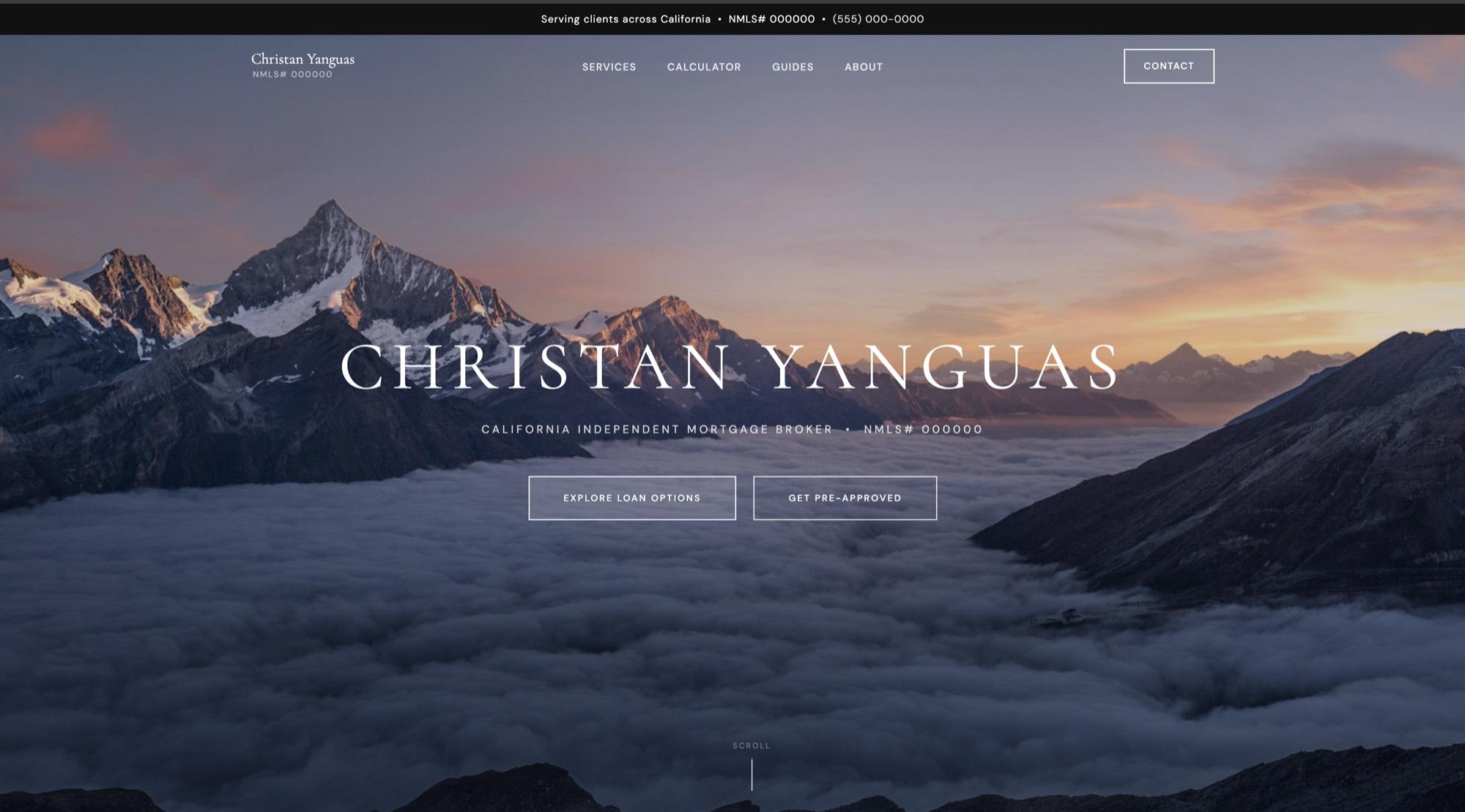 Christan Yanguas website, built by Meridian