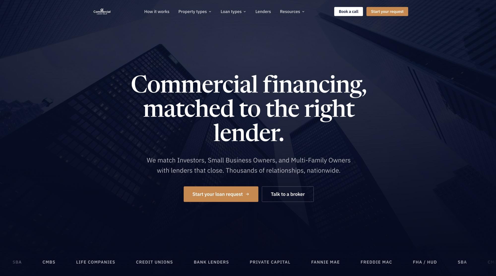 Commercial Loan Help website, built by Meridian